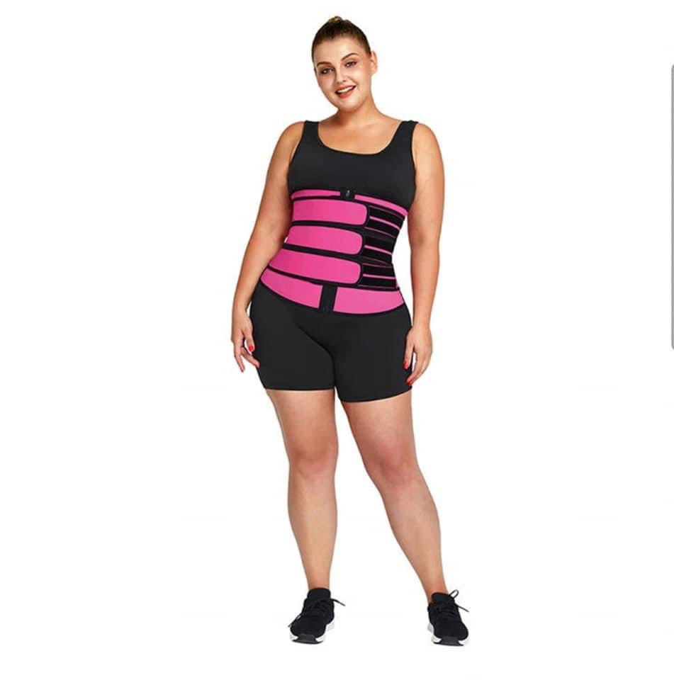 Image of the Glamour Lady Tree Belts Waist Trainer - a black neoprene waist trainer featuring a zipper and three belts design for superior control and shaping. Ideal for weight loss, sculpting, and posture improvement. Helps suppress hunger, reduce back pain, and flatten stomach. A must-have accessory for achieving a sleek silhouette.